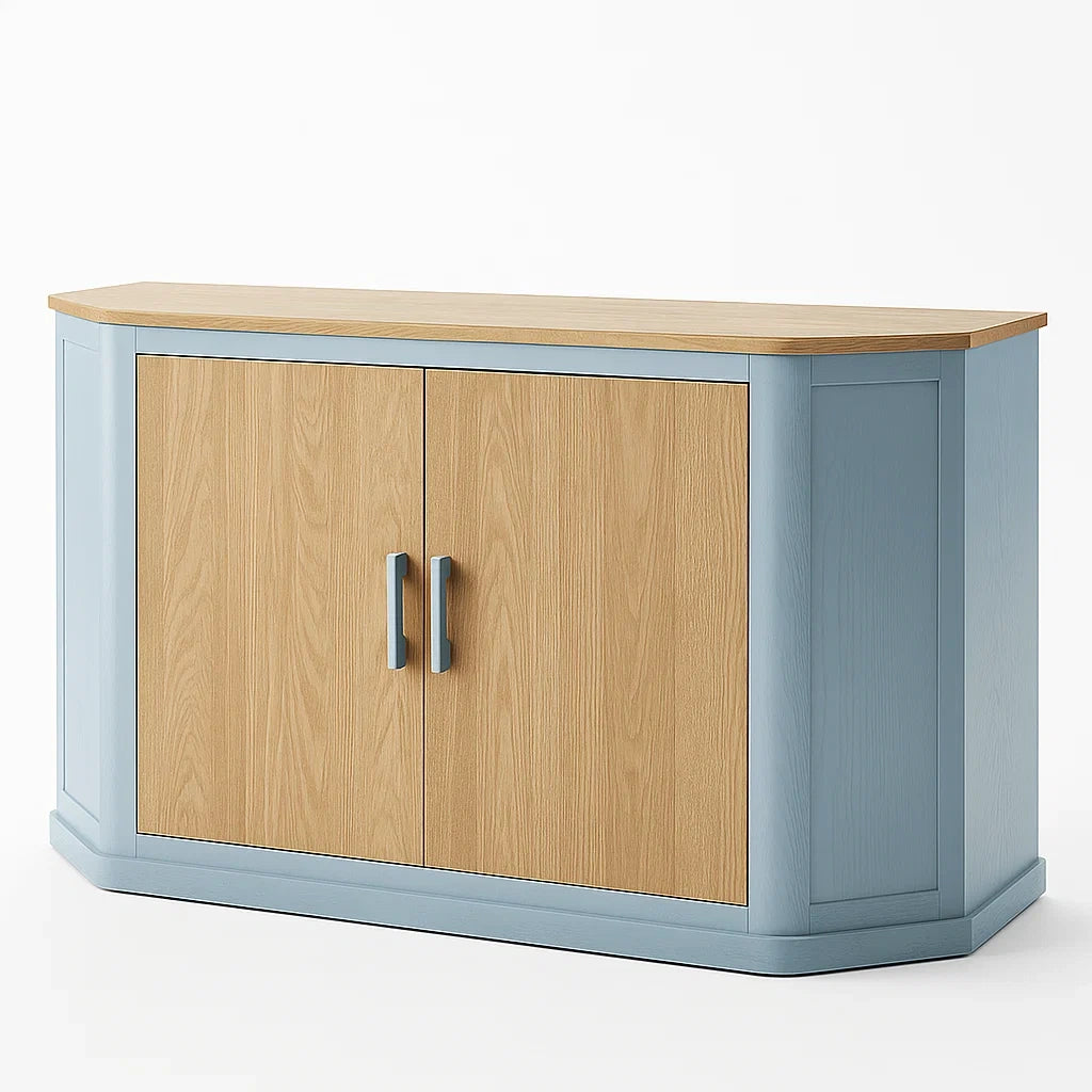 Sideboard mit 2 Türen Holz Blau Eichenfurnier 100x40x80 cm