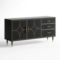 Anrichte aus MDF mit goldenen Metallverzierungen, Schwarz