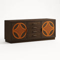 Sideboard Holz mit Geometrischem Muster Braun/Orange
