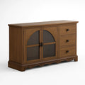 Holz Sideboard mit Glastüren und Schubladen Braun