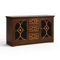 Sideboard Holz Dunkelbraun mit Glasfronten