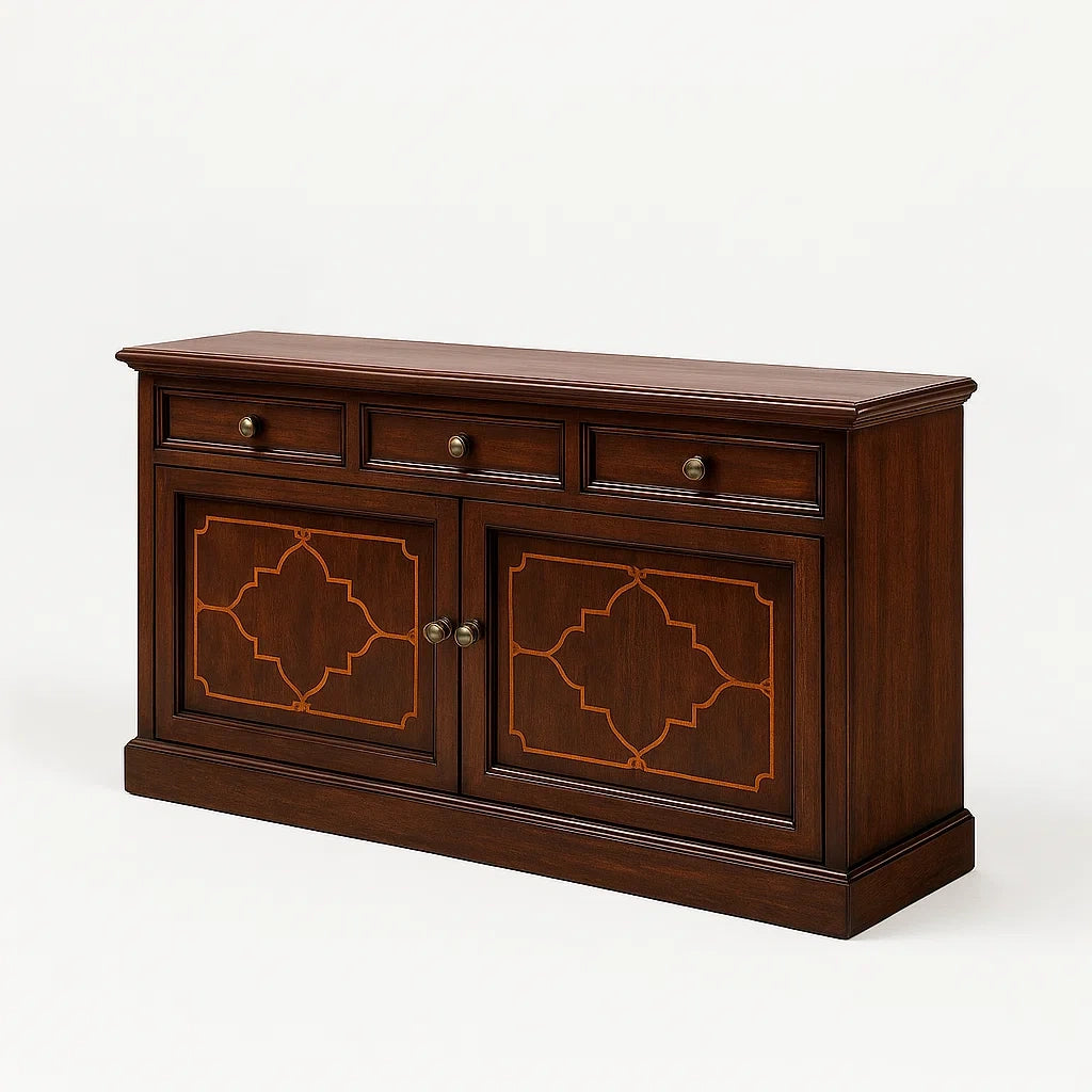 Holz Sideboard mit Schubladen und Türen in Dunkelbraun
