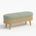 Ovale Polsterbank aus Holz mit grünem Bezug