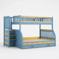 Etagenbett aus Kiefernholz Blau/Gelb mit Stauraum-Treppe