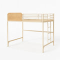Metall-Hochbett mit Holz-Details und Gravuren