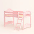 Kinderhochbett Holz Rosa mit Leiter