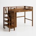 Hochbett aus Massivholz mit Treppe und Stauraum Braun 205x95x180 cm