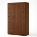 Kleiderschrank aus Holz mit floralen Mustern, Braun, 180x120x50 cm